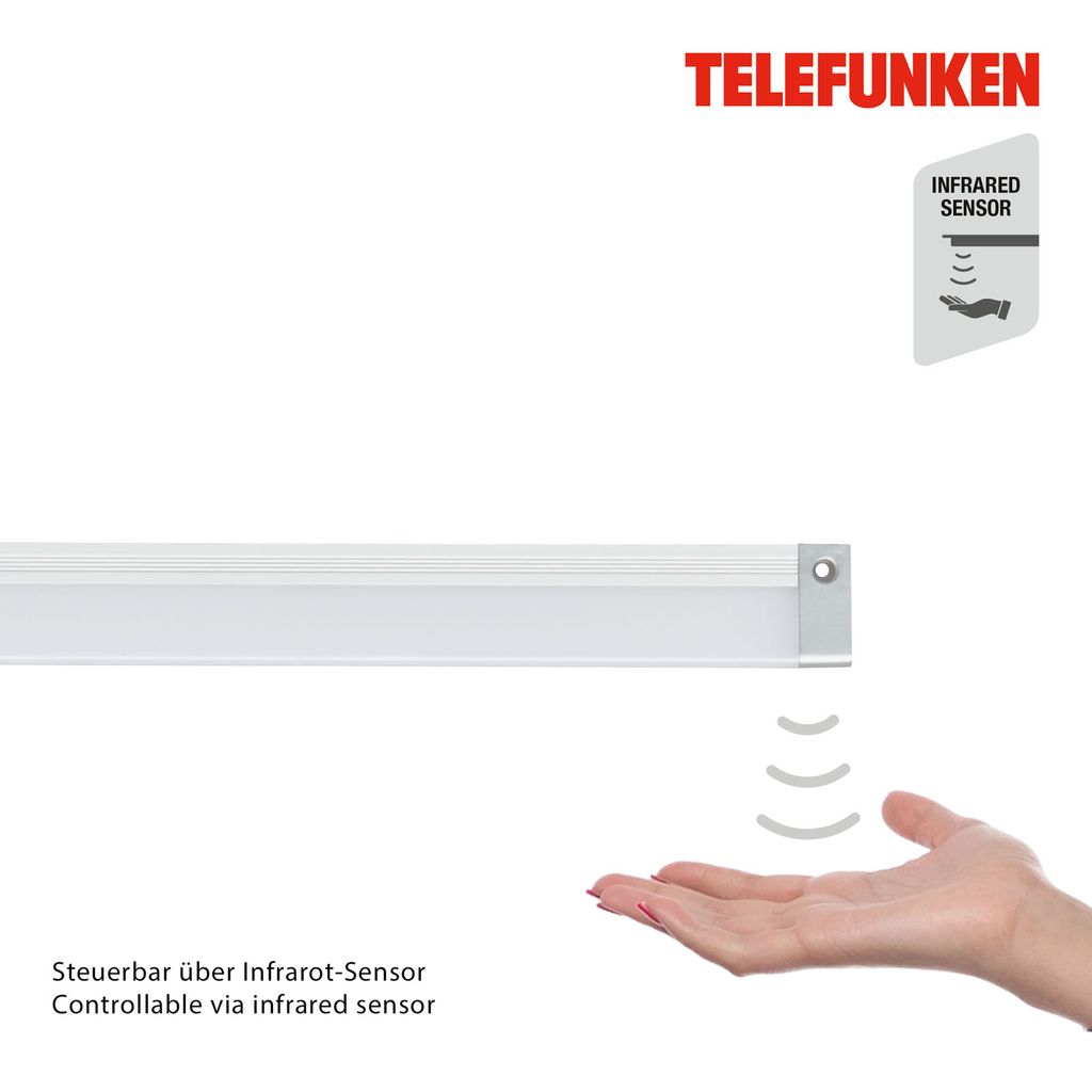 Telefunken Sensor Unterbauleuchte, 50 cm, 8 W, 650 lm, Silber