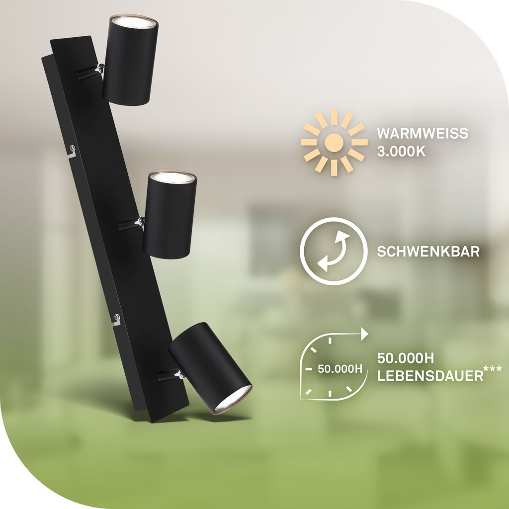 Briloner Isil A LED Deckenstrahler, mit EEK A Lichtquelle*, Schwenkbar, Schwarz