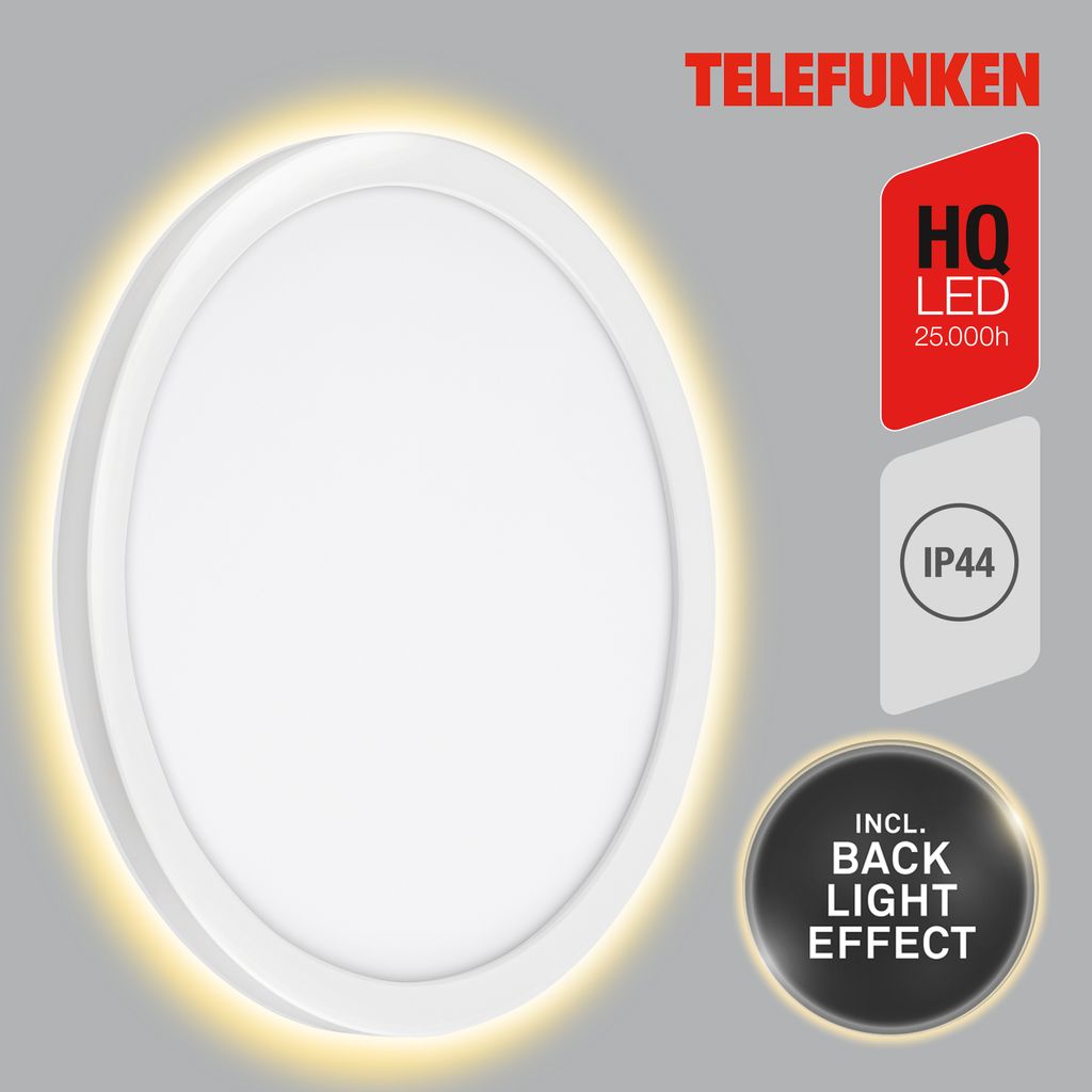 LED Außenwandleuchte Außenleuchte IP44 4000K 15W Ø28cm Weiß Telefunken 5