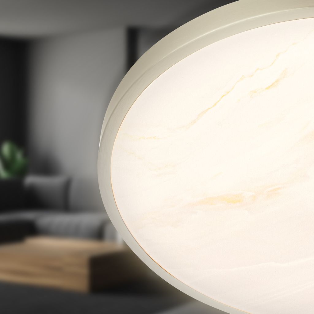 Competo Deckenleuchte Ø33 cm - 17,5W, 2400lm, LED, Warmweiß, Marmoroptik, Nickel-matt