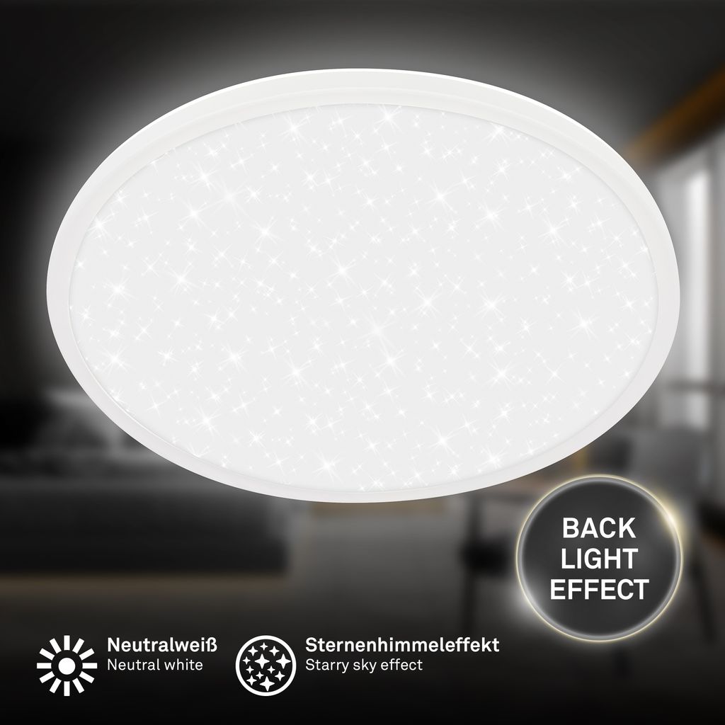 Slim LED Panel Ø37,5 cm - 22W, 3000lm, Sternenhimmel, Neutralweiß, Weiß