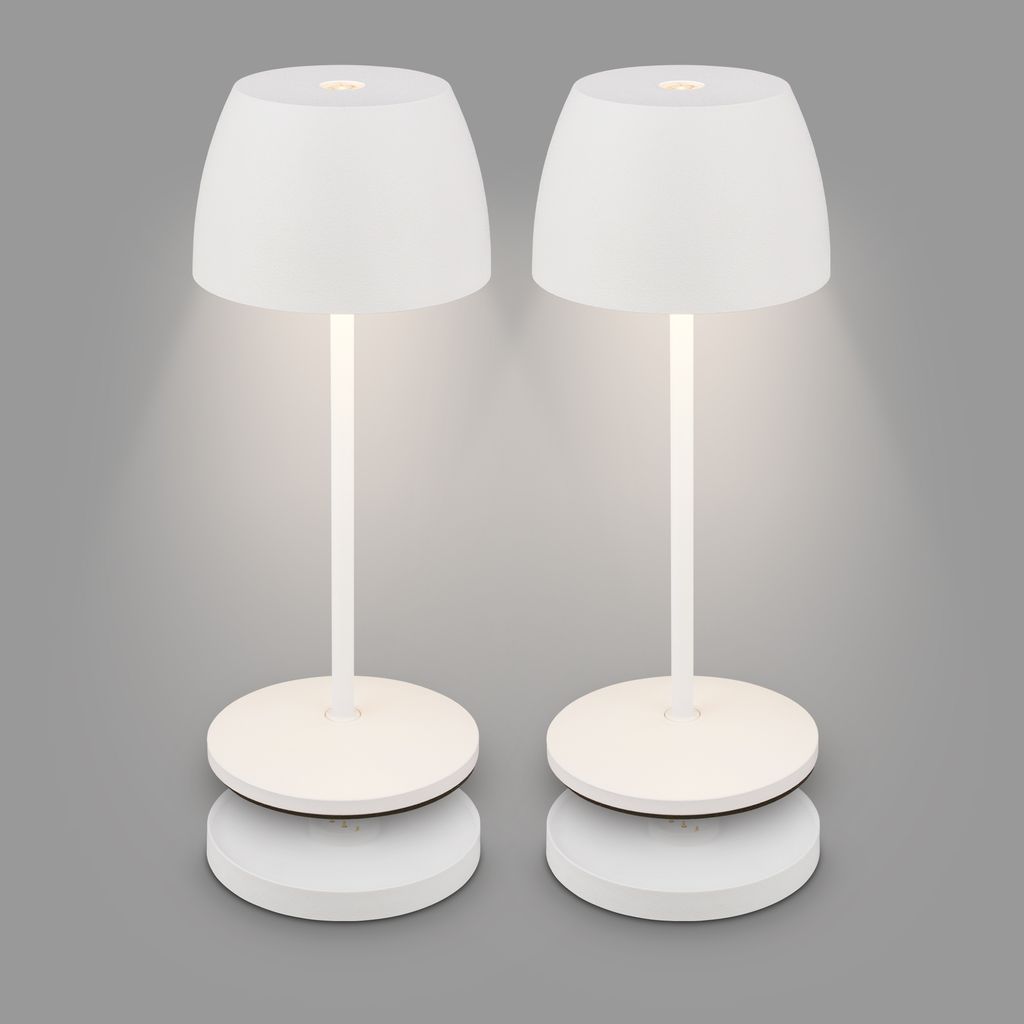 Briloner Serina Mini LED Tischlampe kabellos IP44, Dimmbar, Ladestation, Weiß