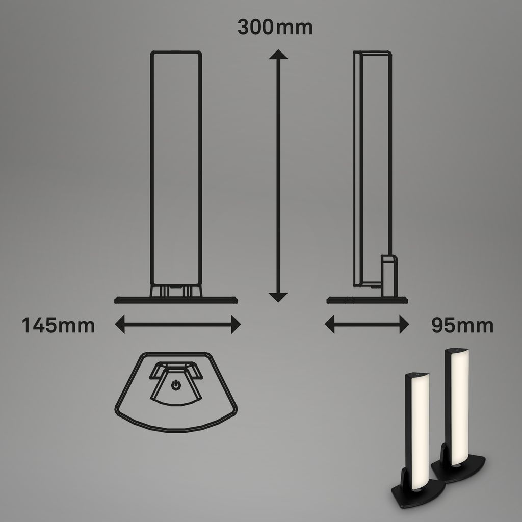 LED Akku-Tischleuchte, 30 cm, Memory, 7W, 700lm schwarz