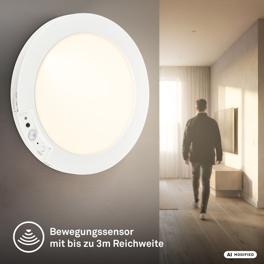 Edda Wandlampe Ø19 cm - 4W, 300lm, Akku, LED, Dimmbar, CCT, Fernbedienung, Weiß