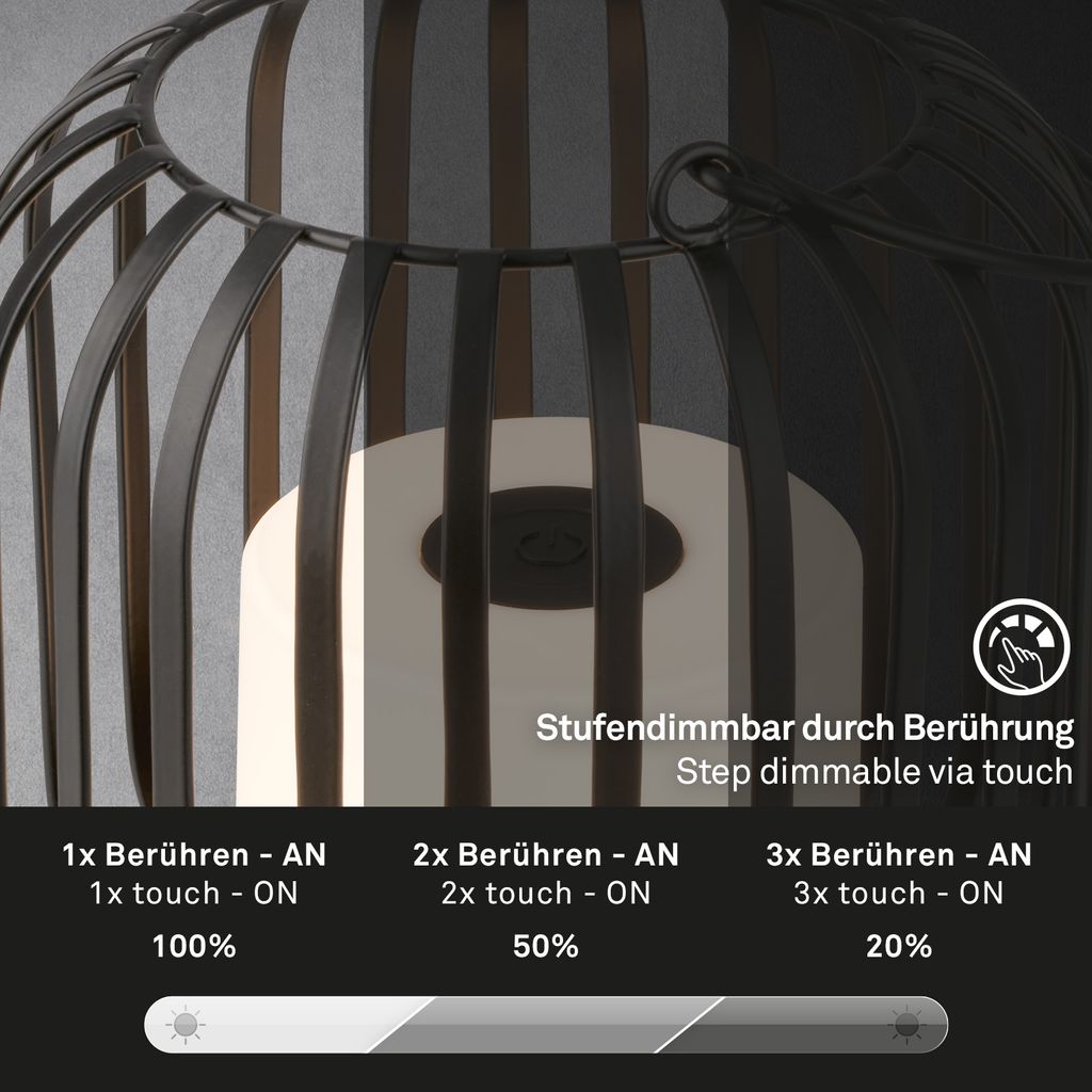 Akku LED Tischleuchte. schwarz-gold. 1xLED/2W 5