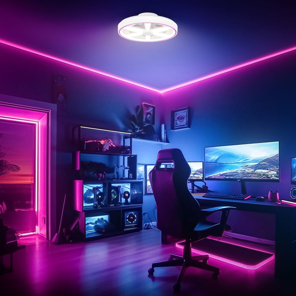 Deckenventilator mit Beleuchtung Fernbedienung Ventilator Dimmbar RGBIC CCT 9