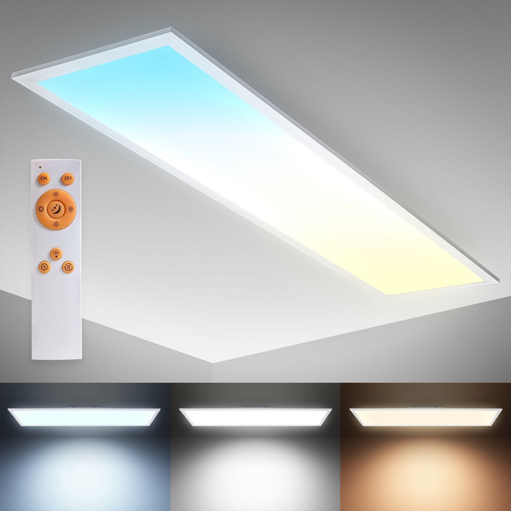 LED Panel 100x25 cm - 24W, 2600lm, dimmbar, Fernbedienung, CCT, weiß