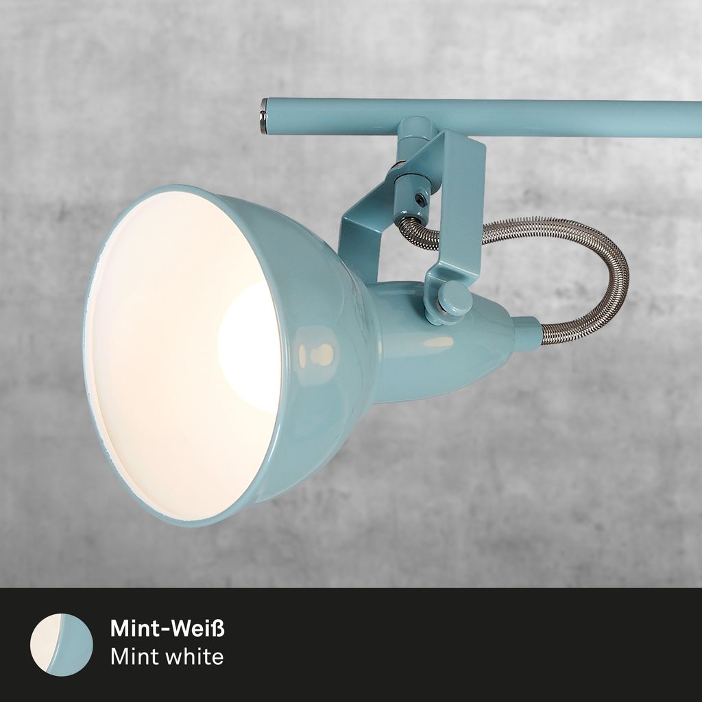 Deckenleuchte drehbar Retro 4xE14 40W schwenkbar mint-weiß Metall Briloner 16