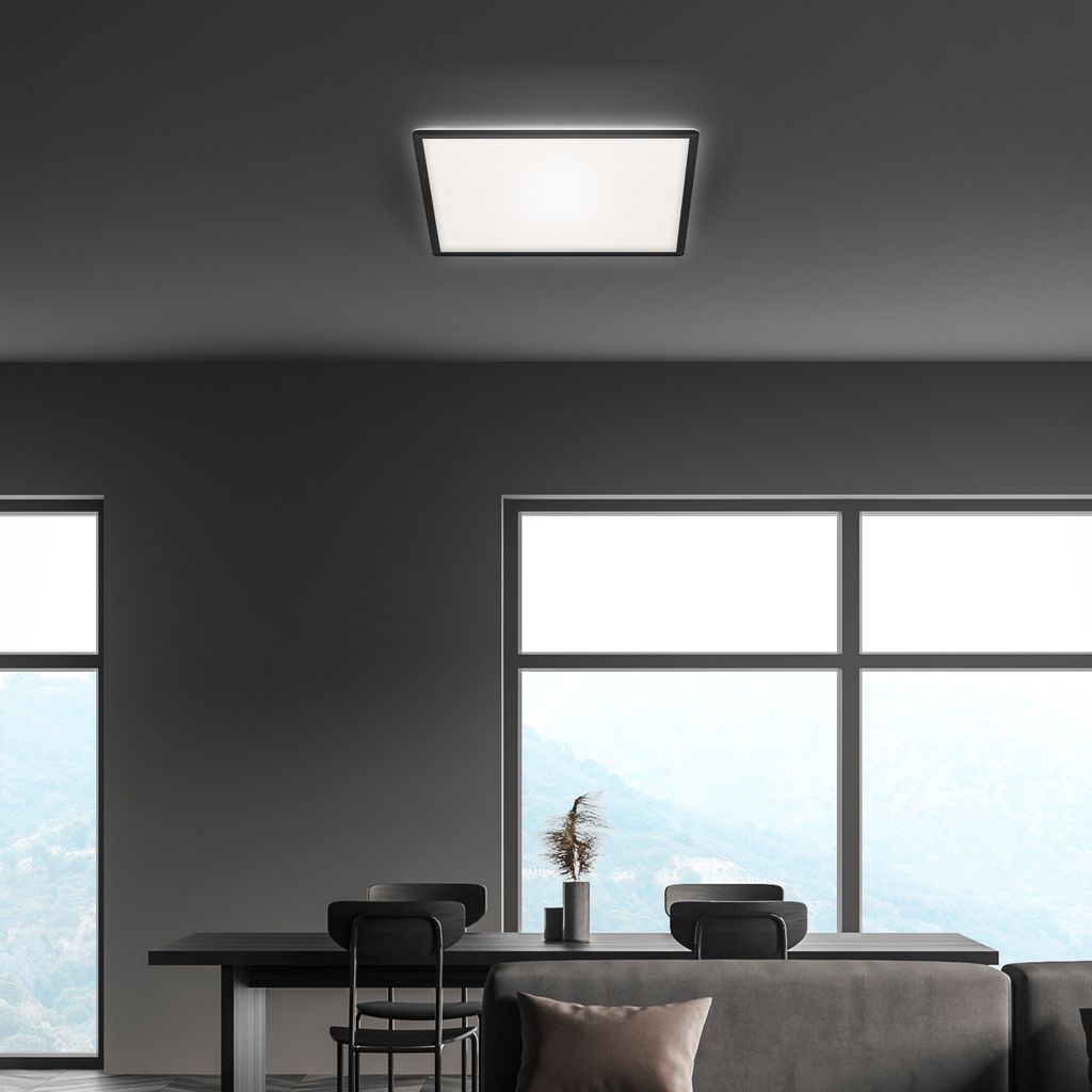 Slim LED Panel, backlight, flat, square form, 22W, 3000lm, black