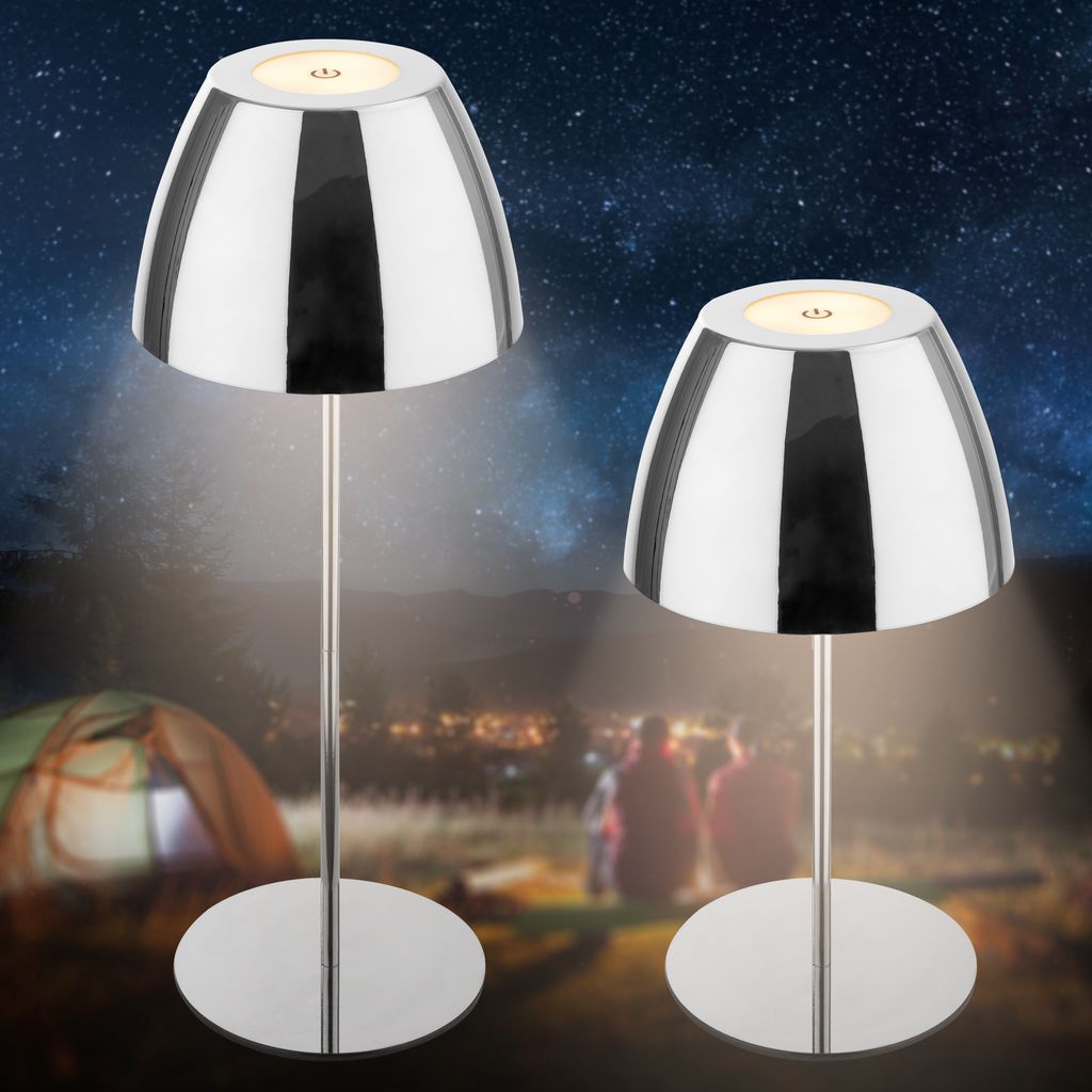 Briloner Serina LED Tischlampe kabellos IP44. Dimmbar. Touch. Kabellos. Spritzwasserschutz. Chrom. Ø13.5 x 36 cm 1