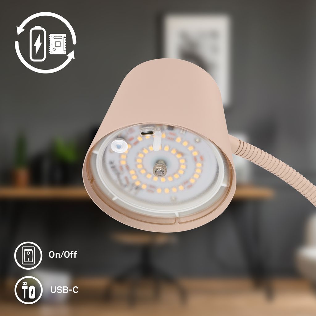Briloner Cielo LED Stehlampe Kabellos, Dimmbar, Touch, Beige