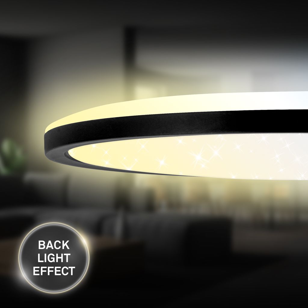 Slim LED Panel Ø37,5 cm - 22W, 3000lm, Fernbedienung, Dimmbar, Schwarz