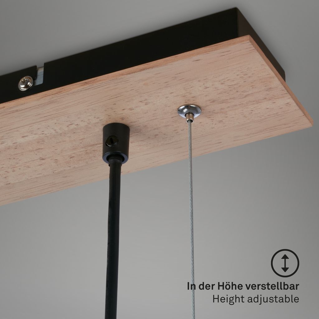 Pendant lamp. with wood. smoked glass. 5xE14/max.1 5