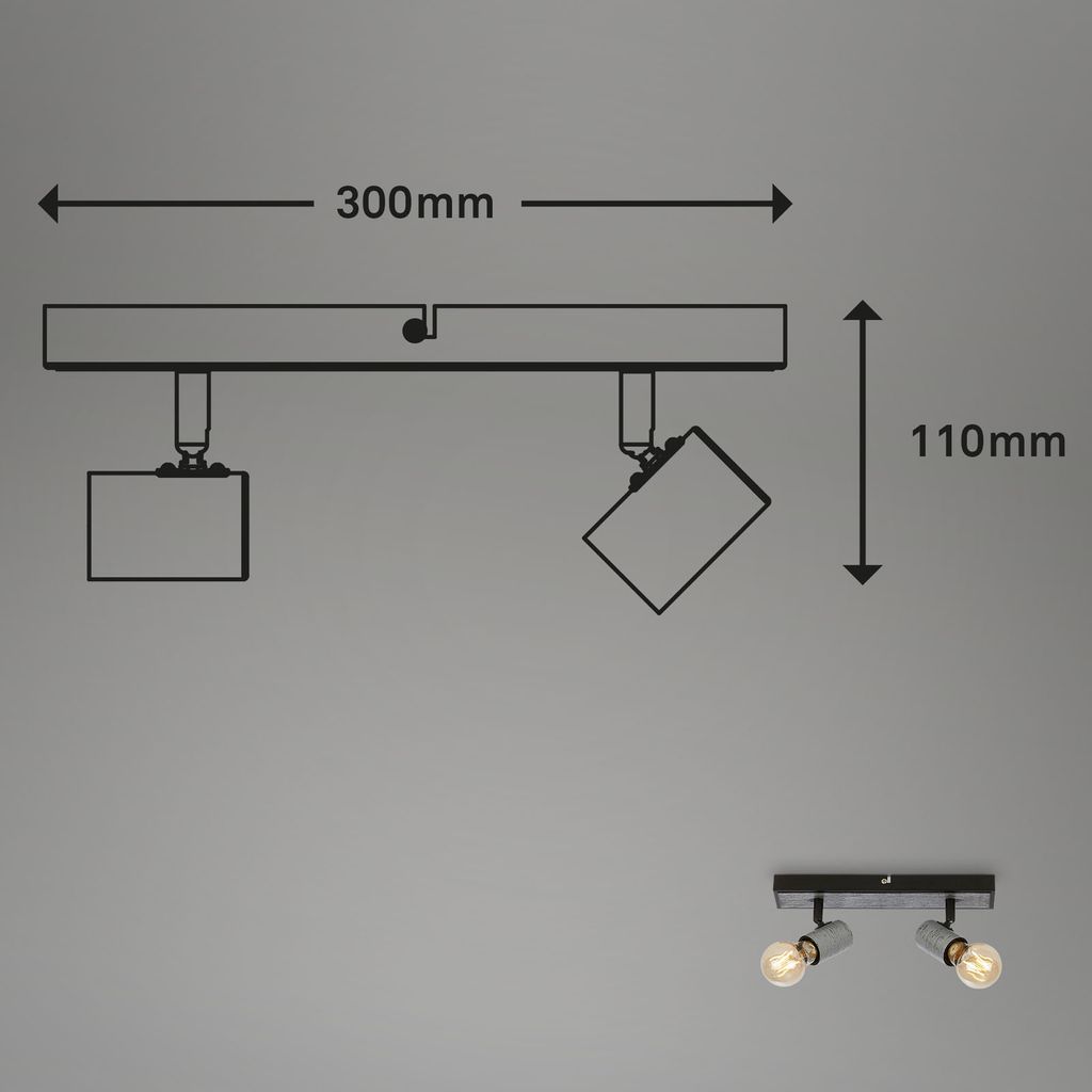 Spotleuchte 30 cm 2xexkl. E27 max. 60W antik-silber