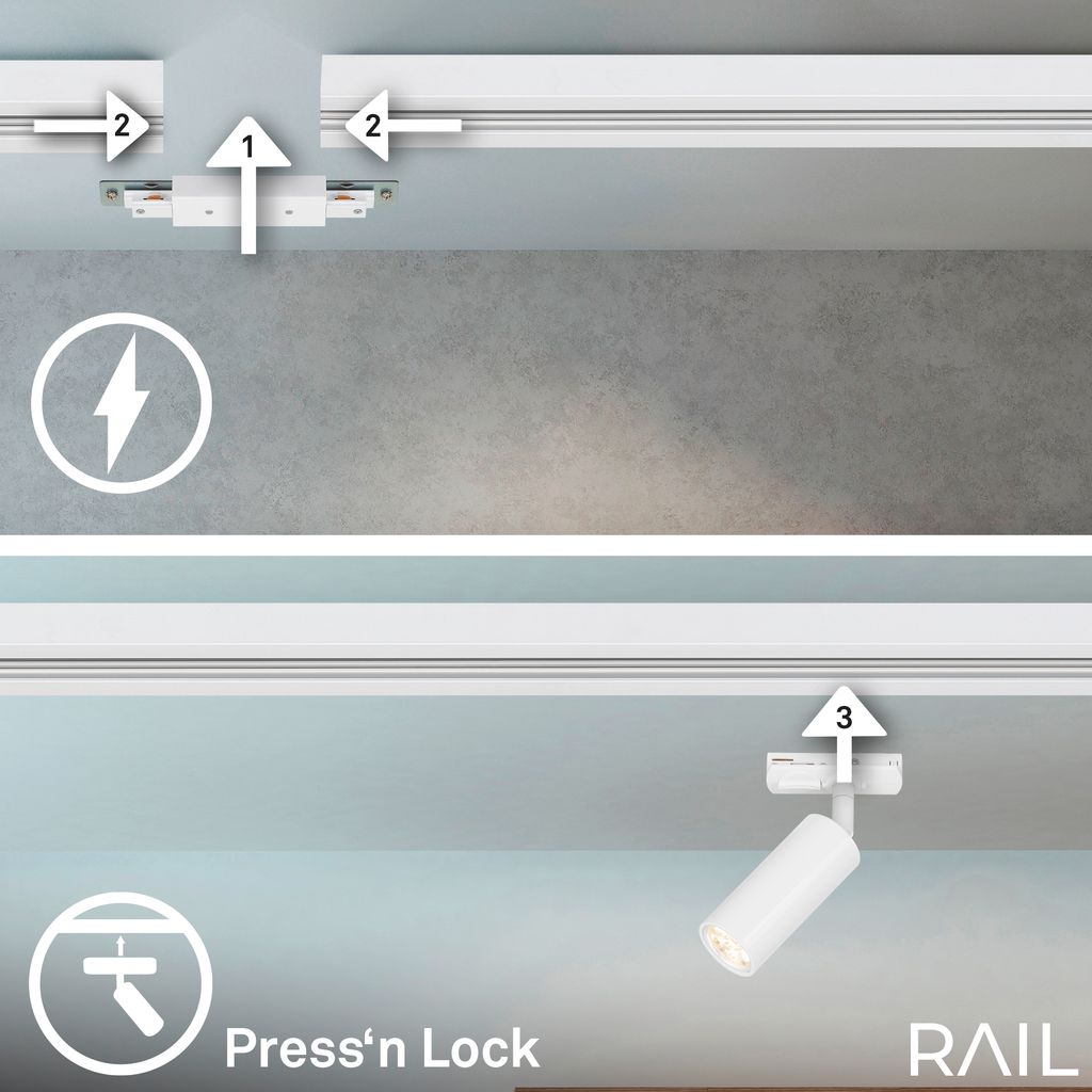 Briloner Rail Schienensystem, Komplettset, 4x LED Spots, Weiß