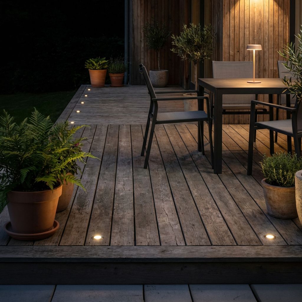 CONNECT TO SHINE Starterset Kebony mit 3er Set LED Bodeneinbaustrahler IP67 2