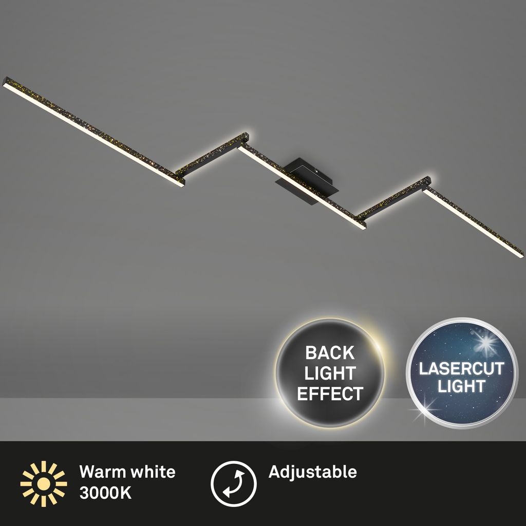 LED Wand- und Deckenleuchte, 227 cm, LED-Platine, 24 W, 700 lm, schwarz