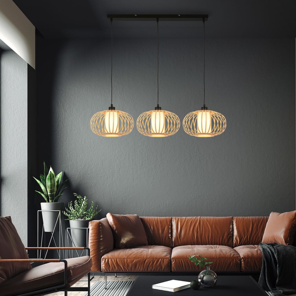 Pendant lamp. bamboo nature. excl. 3xE27/max.10W 7