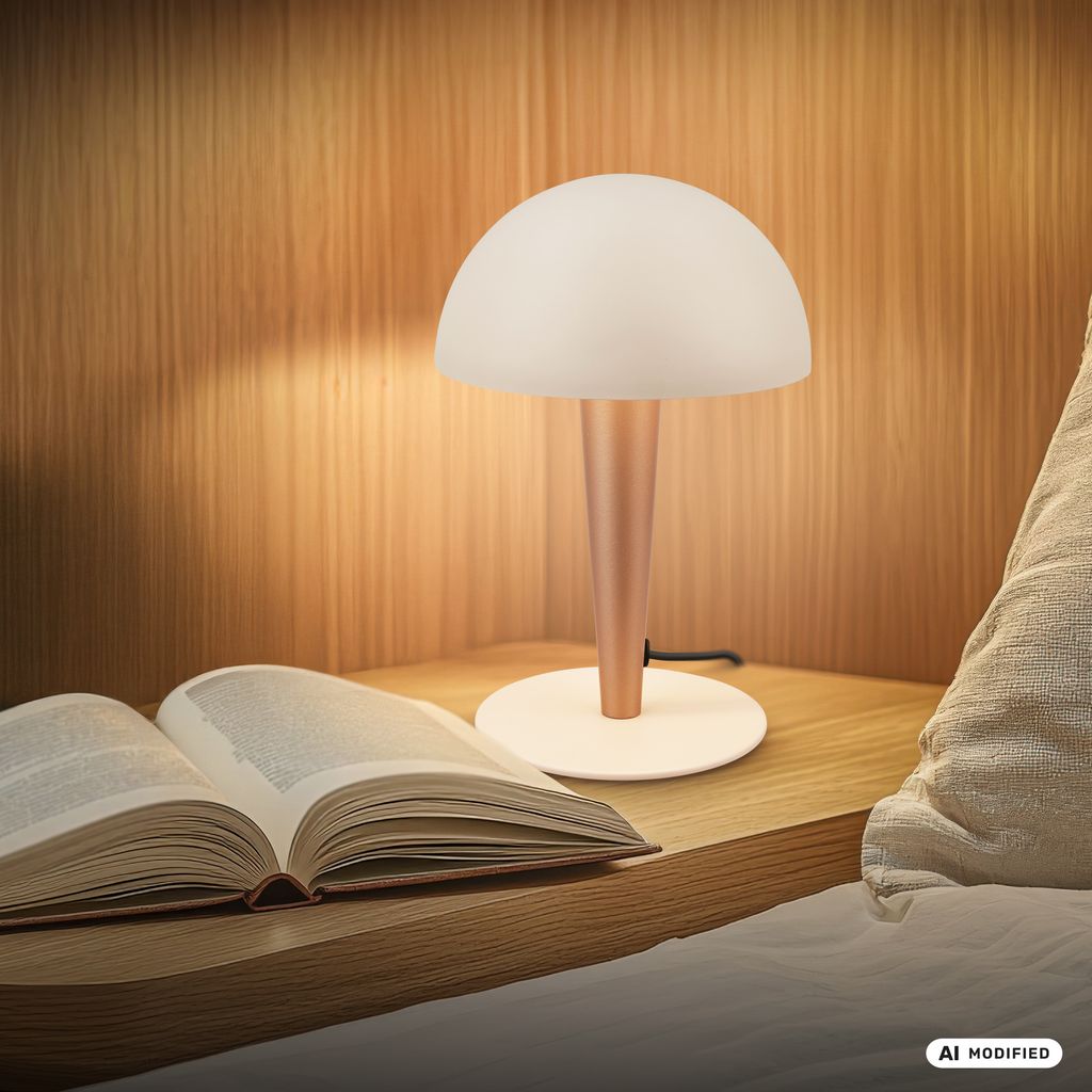 Wanda Tischlampe - mit Schalter, Metall, E14 Fassung, Warm Grey-Coffee