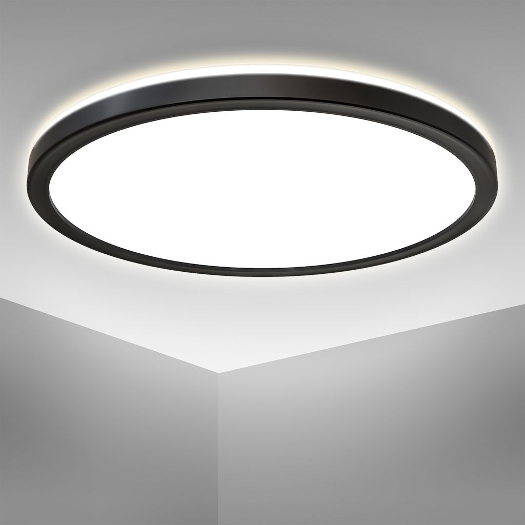 LED Panel Ø29,3 cm - 18W, 2400lm, flach, backlight, neutralweiß, schwarz
