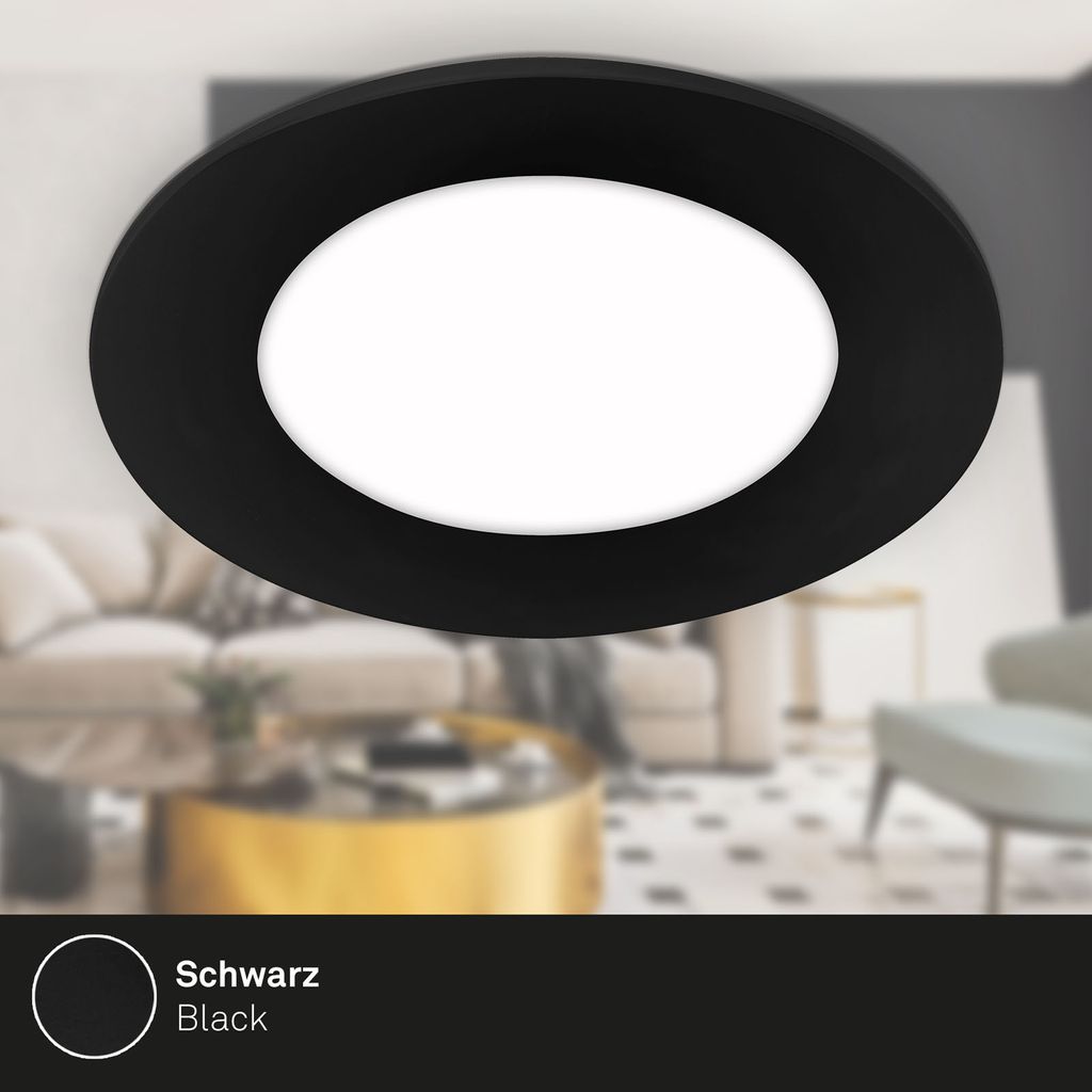 LED Einbauleuchten 3er Set ultraflach 3W IP23 schwarz Ø8.6cm Kunststoff Briloner 4