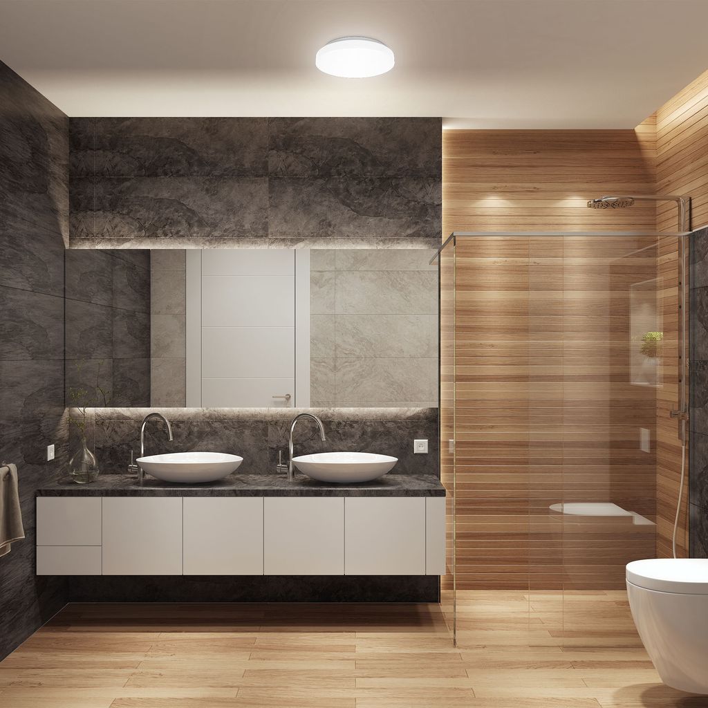 B.K.Licht LED Bathroom Ceiling Light, Built-in 10W LED Board, 900Lm, Neutral White 4000K, Ø8.6in/22cm, IP44 Splash Water Protection, Modern Light Fitting, Flush Mount Ceiling Lamp