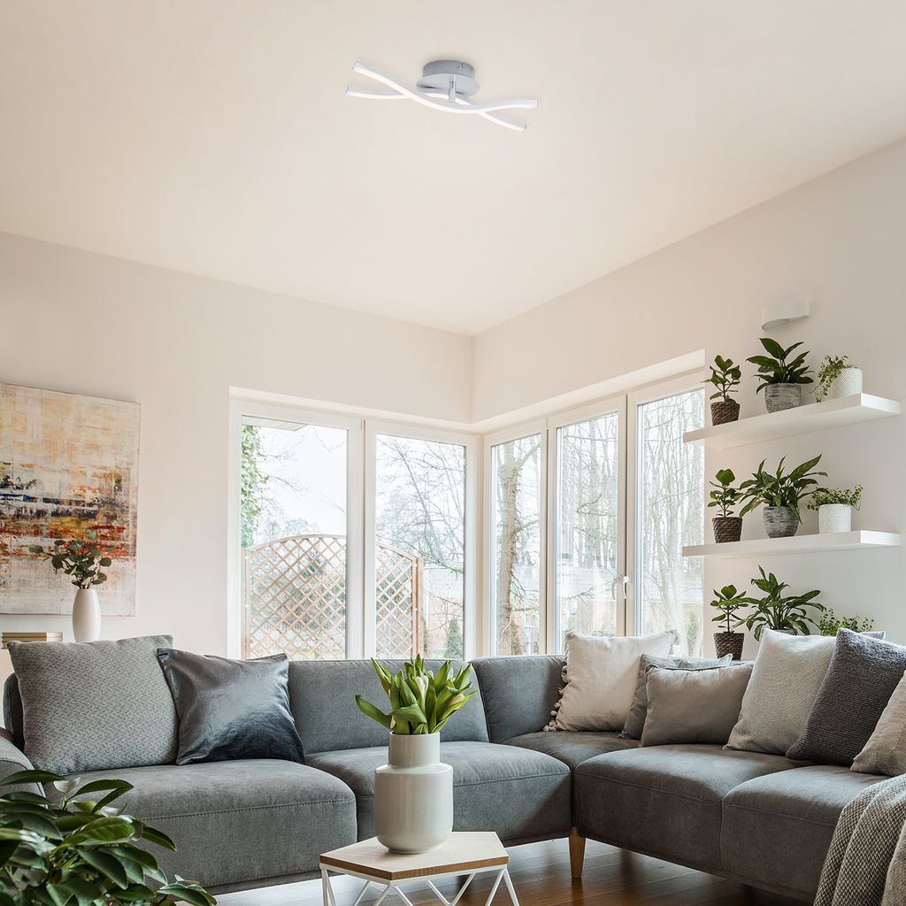 LED Deckenleuchte Deckenlampe 2-flammig 12W 3000K Aluminiumfarbig Briloner 10