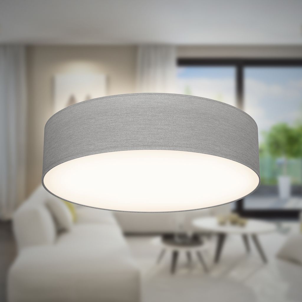 B.K.Licht Ceiling Lamp Shade, Ø38cm/15in, Grey-Brown Fabric, 2xE27 sockets, Bulbs not Included, Flush Mount Ceiling Fitting, Modern Light Fitting for Bedroom, Living Room, Dining Area, IP20