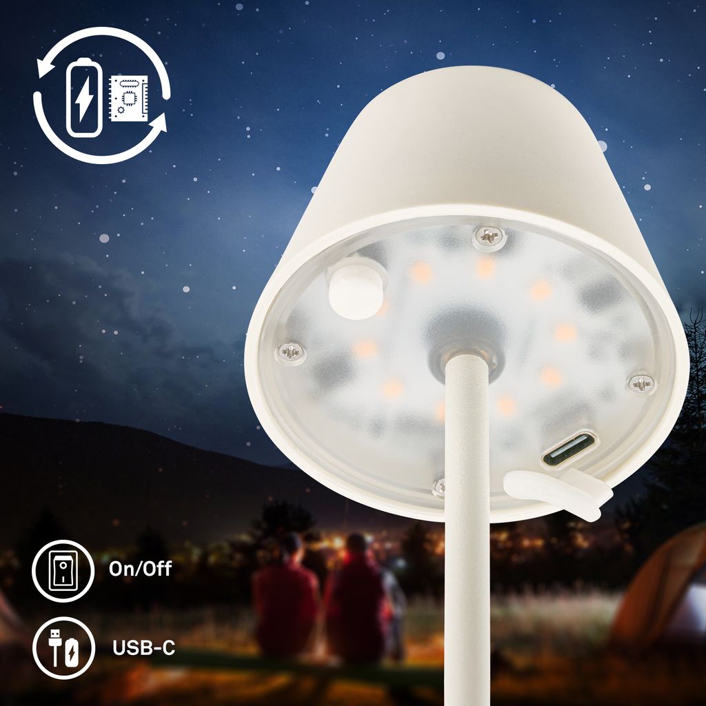 Kiki Nano Tischlampe - 1,5W, 130lm, Akku, LED, Dimmbar, Warmweiß, Altweiß