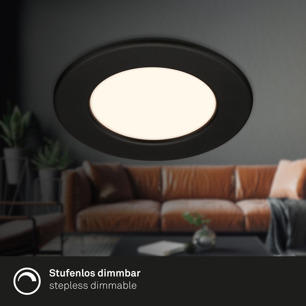 LED Einbauleuchte, 11,5 cm, 6W, 600lm, schwarz