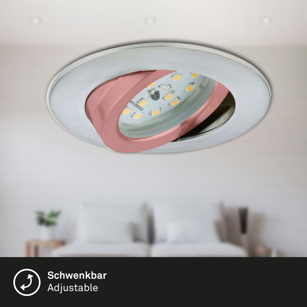 LED Einbauleuchte 3er-Set alu 6.5W dimmbar IP23 Ø8.2cm Kunststoff Briloner 5