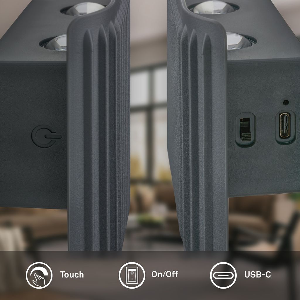 Fade Wandleuchte - 1,5W, 250lm, Akku, LED, Touch, Dimmbar, Anthrazit