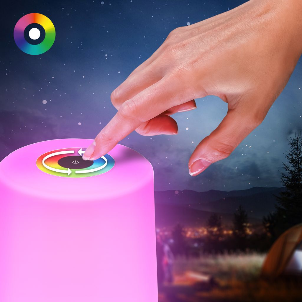 LED Tischlampe Akku LED Tischleuchte Dimmbar Kabellos Touch Terrasse RGB+W 3