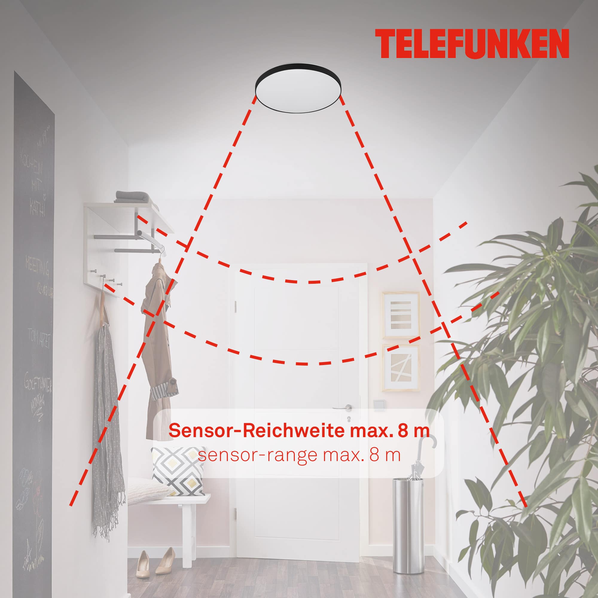 TELEFUNKEN Sensor LED Deckenleuchte, Ø 29 cm, 16 W, Weiß-Schwarz