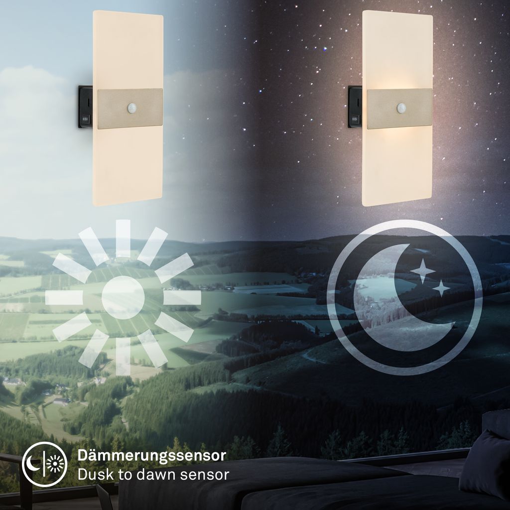 Aura Wandleuchte - 2,5W, 100lm, Akku, LED, mit Bewegungsmelder, Nickel-Matt