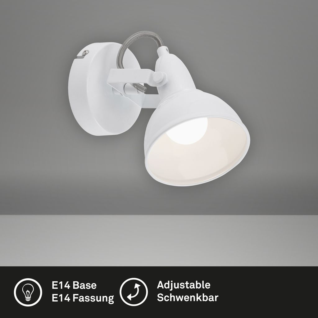 Wandleuchte Spotlampe dreh-& schwenkbar 1xE14 Retro 40W Ø10.5cm Weiß Briloner 1