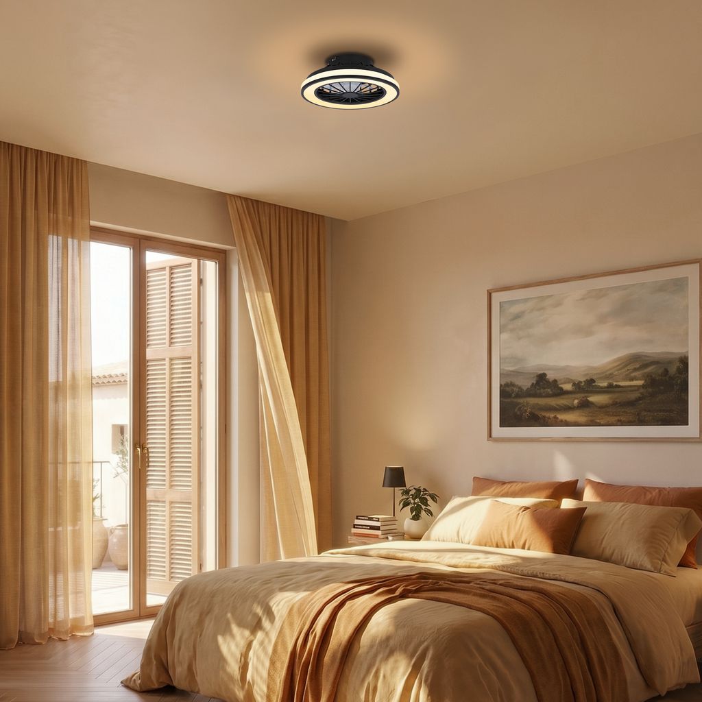 Venturo Ceiling Fan with Light - 24W, 2600lm, 5 Speeds, CCT, Dimmable, Black