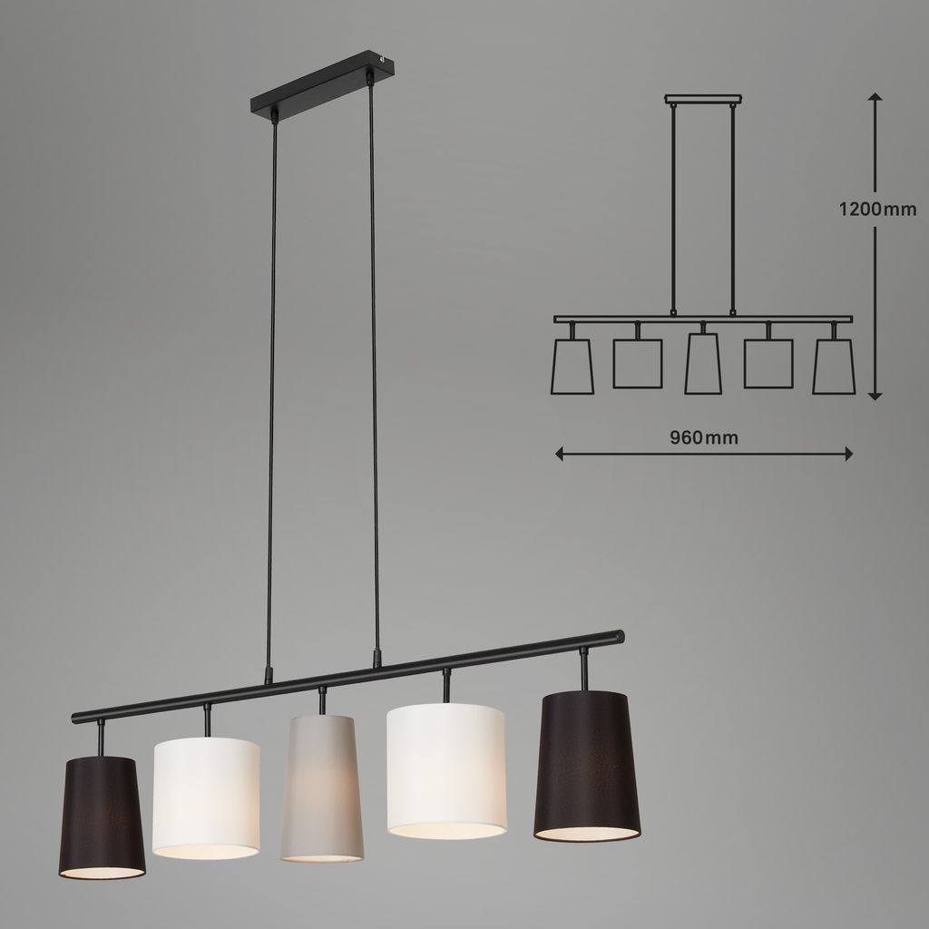 Pendelleuchte Pendellampe 5xE14 Design by Kare schwarz weiß grau Briloner 9