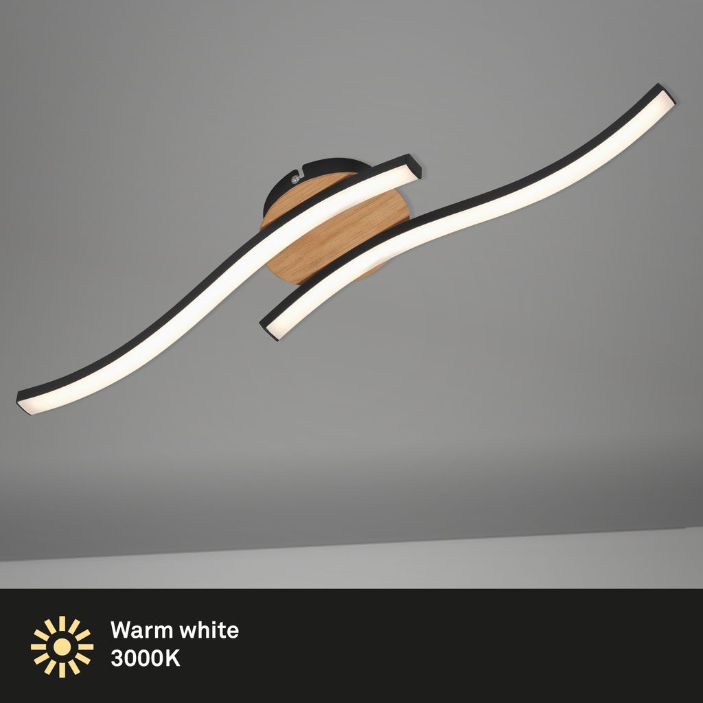 LED Deckenleuchte Deckenlampe Wandlampe 2-flammig 12 W Holz-Schwarz Briloner 1