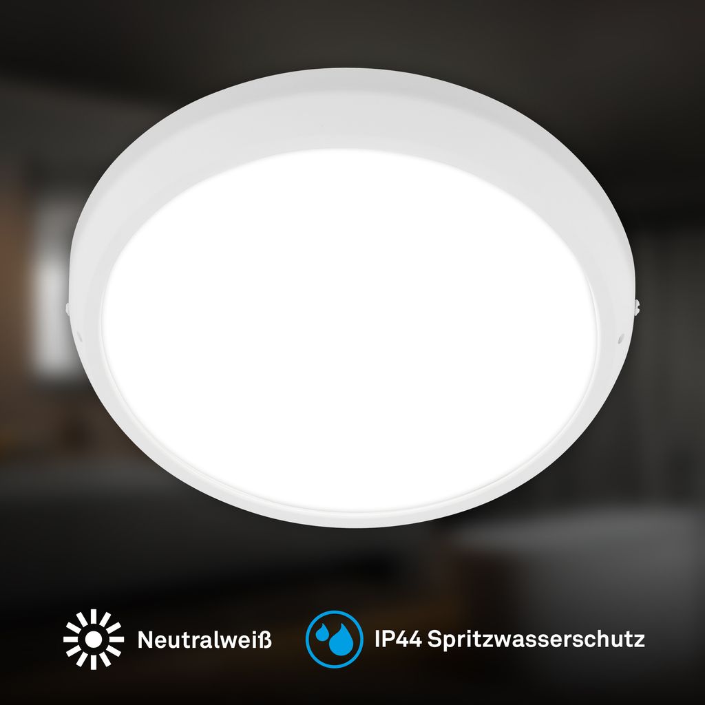Navaro Deckenleuchte Ø27,5 cm - 18W, 1900lm, Neutralweiß, IP44, Weiß