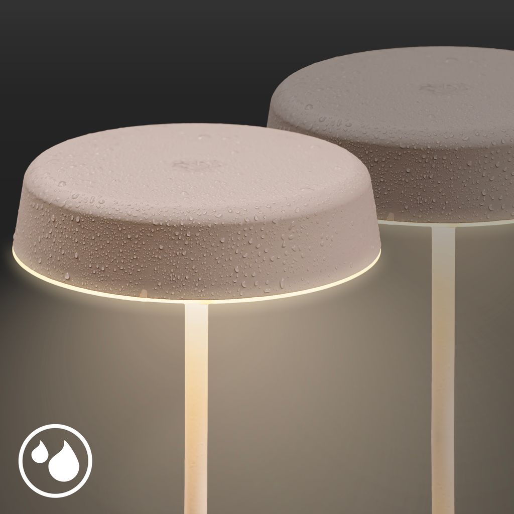 Pala Tischlampe 2er Set - 2,6W, 280lm, Kabellos, LED, Touch, Dimmbar, Beige
