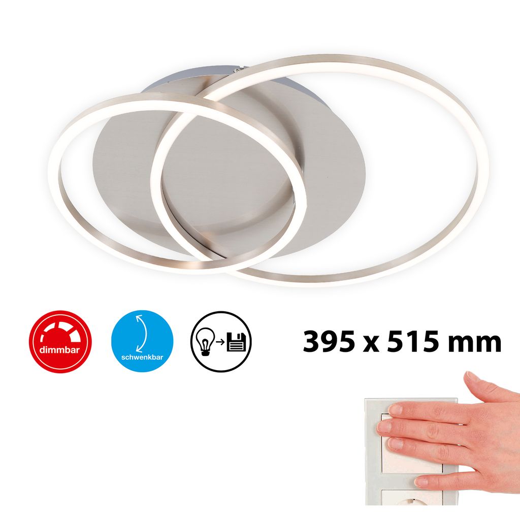 LED Deckenleuchte, 51,5 cm, 3200 LM, 40 W, Matt-Nickel