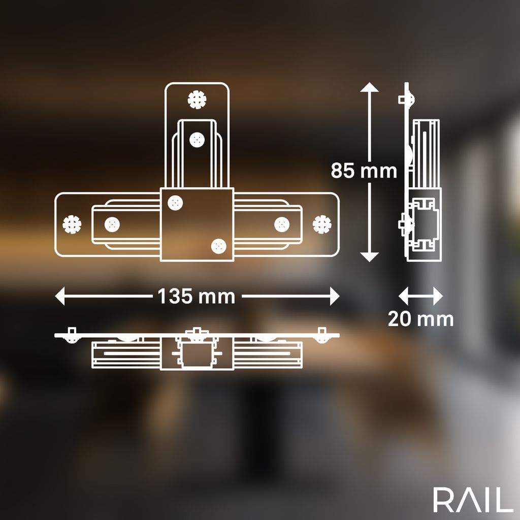Rail T-Verbinder - 230V Schienensystem, Zubehör, Erweiterung, Weiß