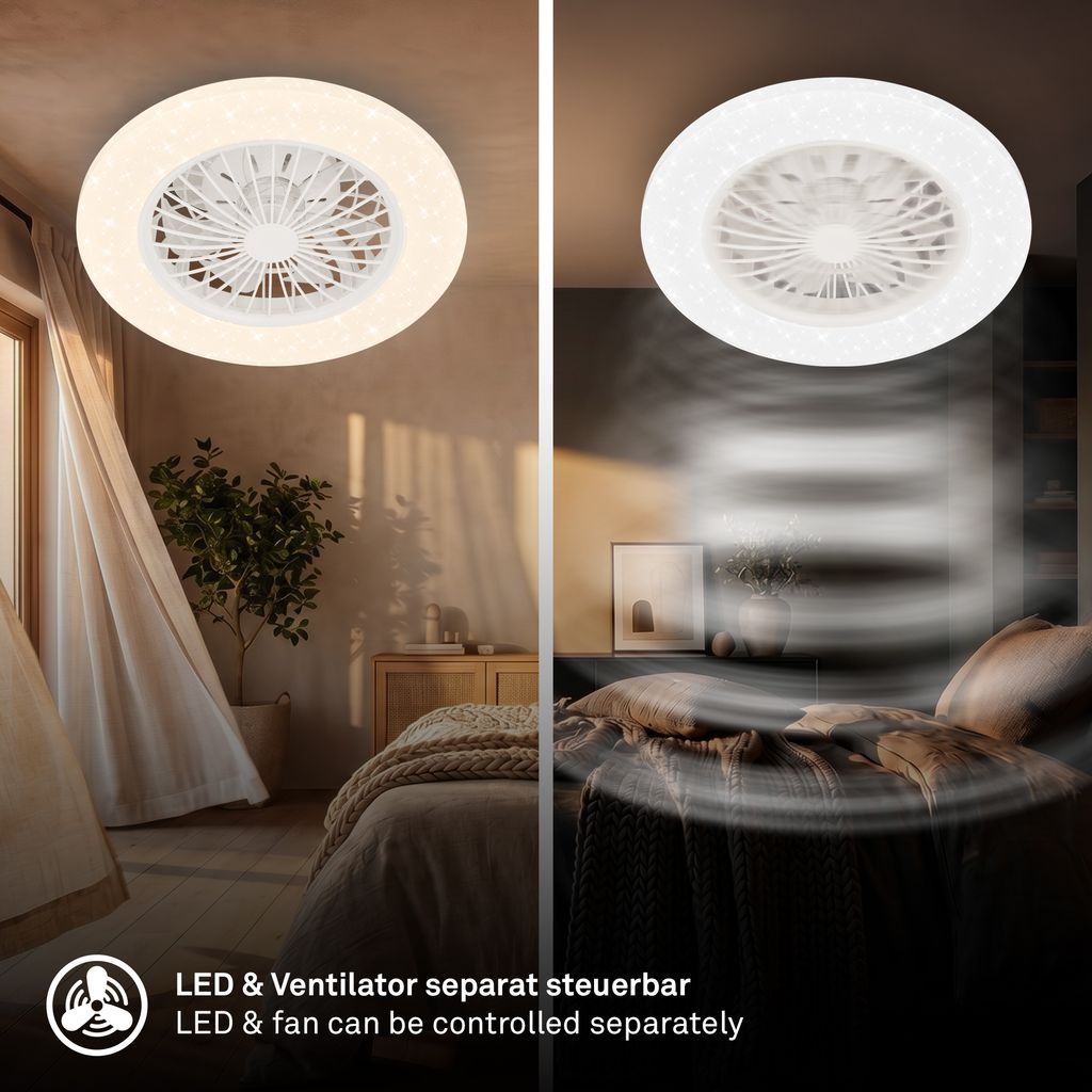 TUULETIN Deckenventilator mit Beleuchtung Ø48,5 cm - 48W, 5300lm, LED, Dimmbar, Fernbedienung, CCT, RGBIC, Weiß