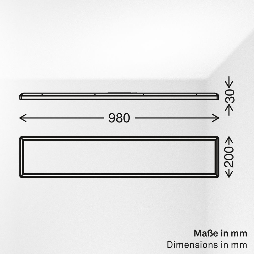 Tava LED Panel 98cm, flat, backlight, neutral white, rectangular form, black