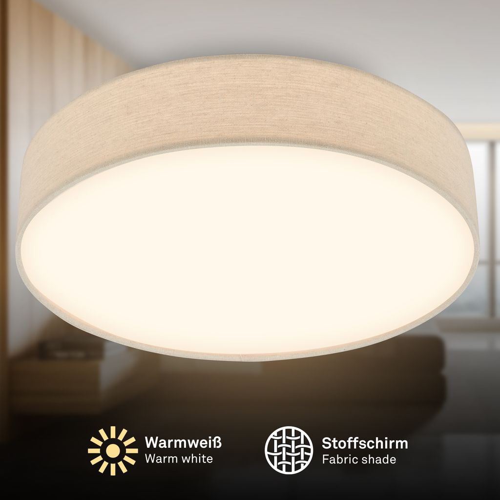 Duck Deckenlampe Ø38 cm - 24W, 2600lm, LED, Warmweiß, Stoffschirm, Beige