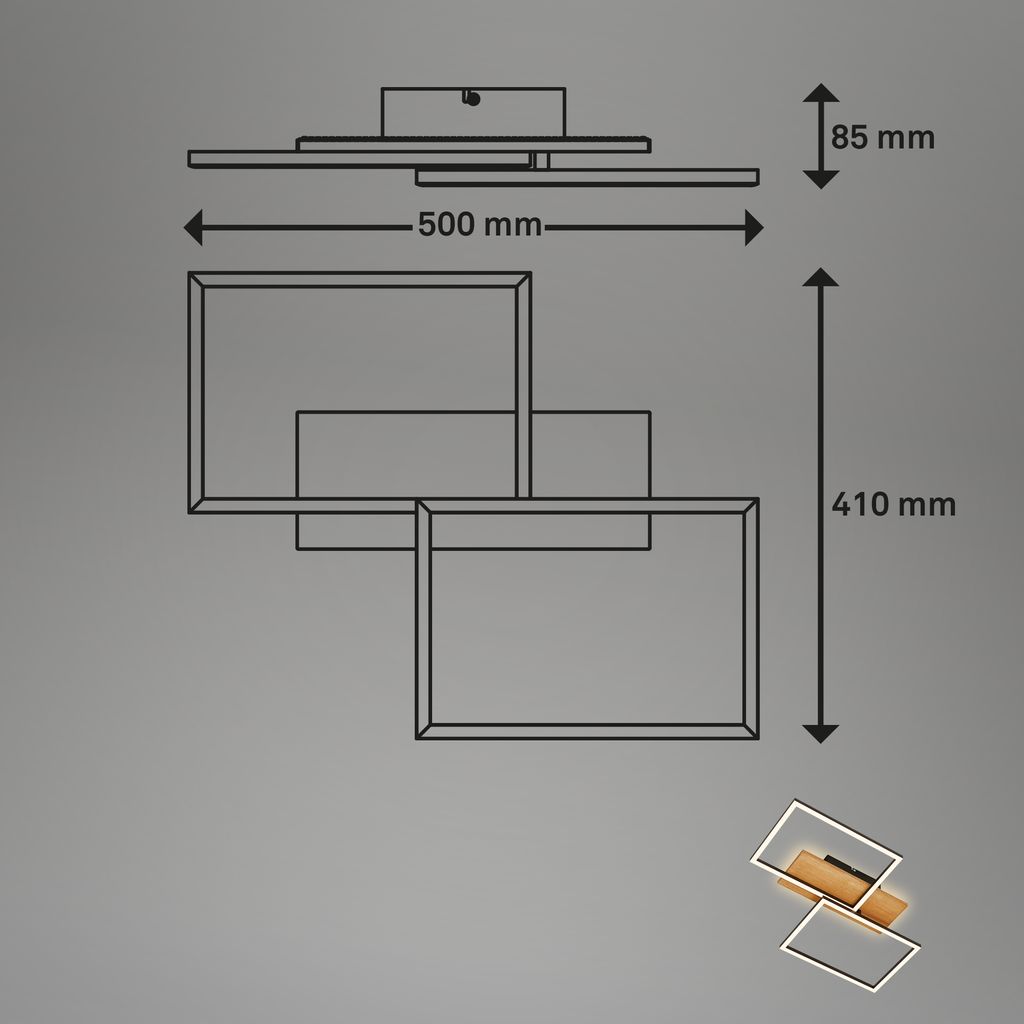 Briloner Cornice LED Deckenlampe, in Stufen dimmbar, Backlight, Schwarz