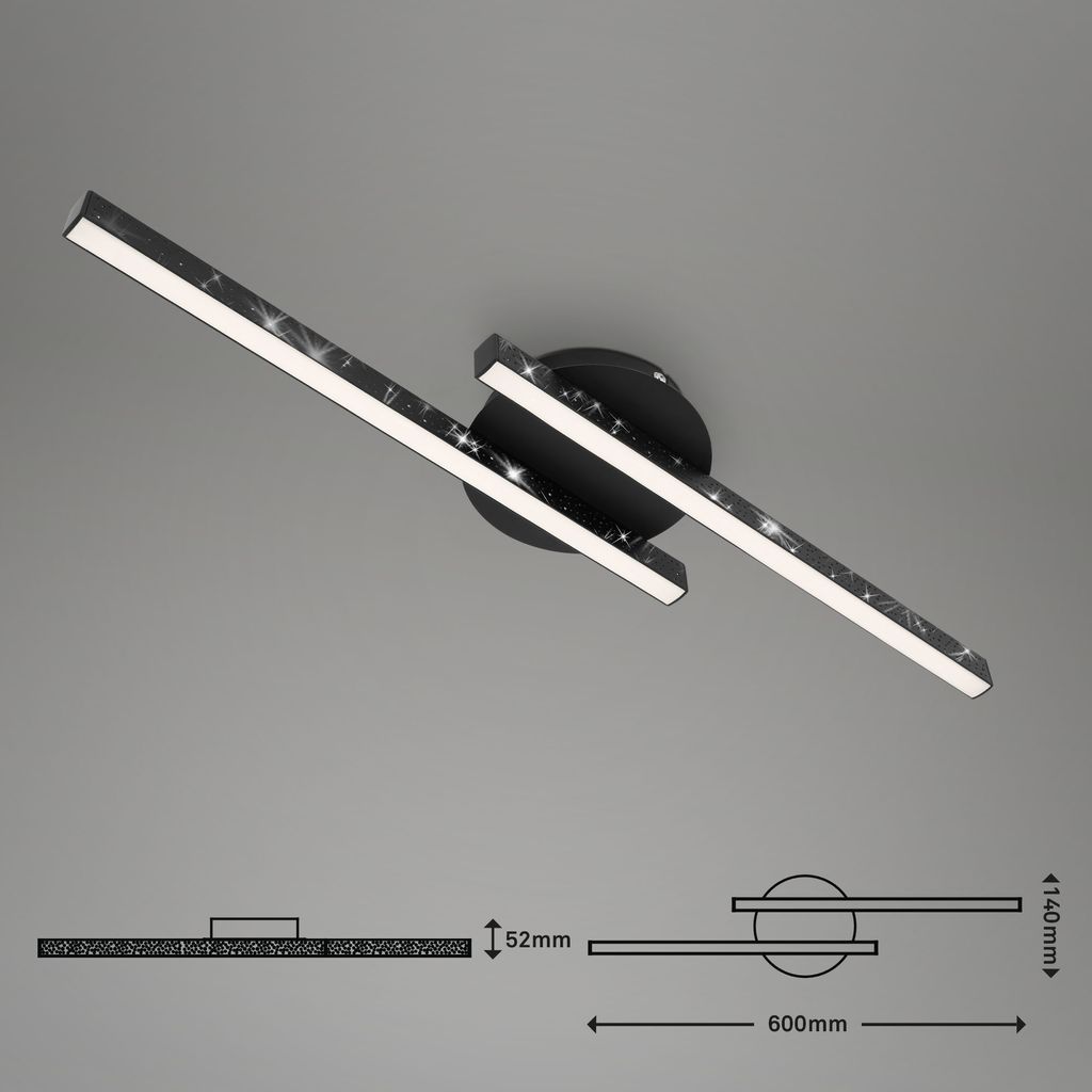 LED Deckenleuchte, 60 cm, 10,5 W, 1400 lm, Schwarz
