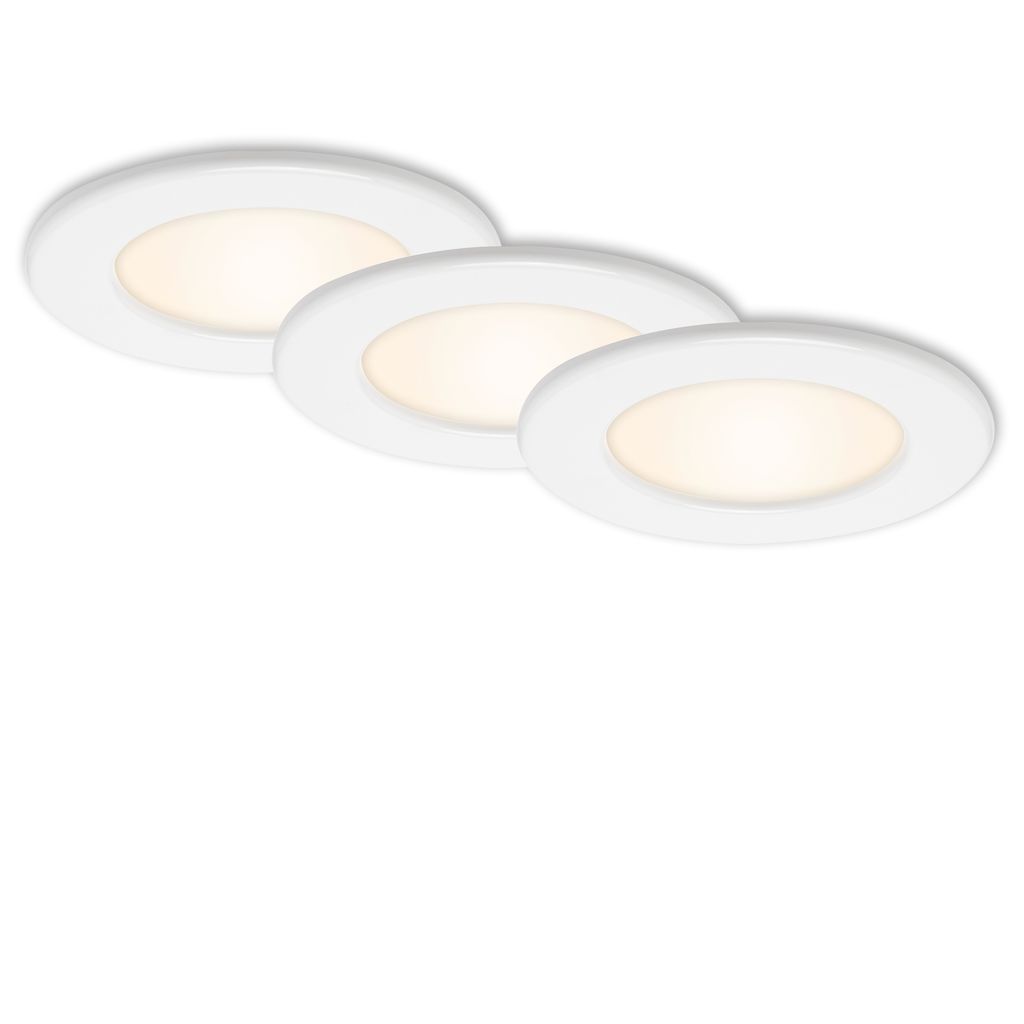 LED Einbauleuchten Ultraflach 3er Set 6 W IP44 Weiß Ø11.5cm Kunststoff Briloner 3