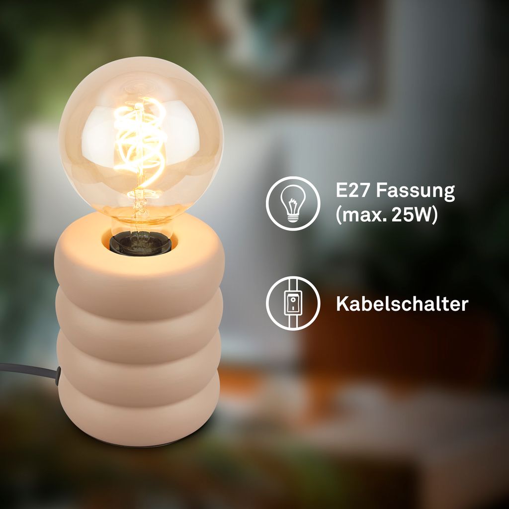 Foam Tischlampe - mit Schalter, Keramik, E27 Fassung, Macchiato